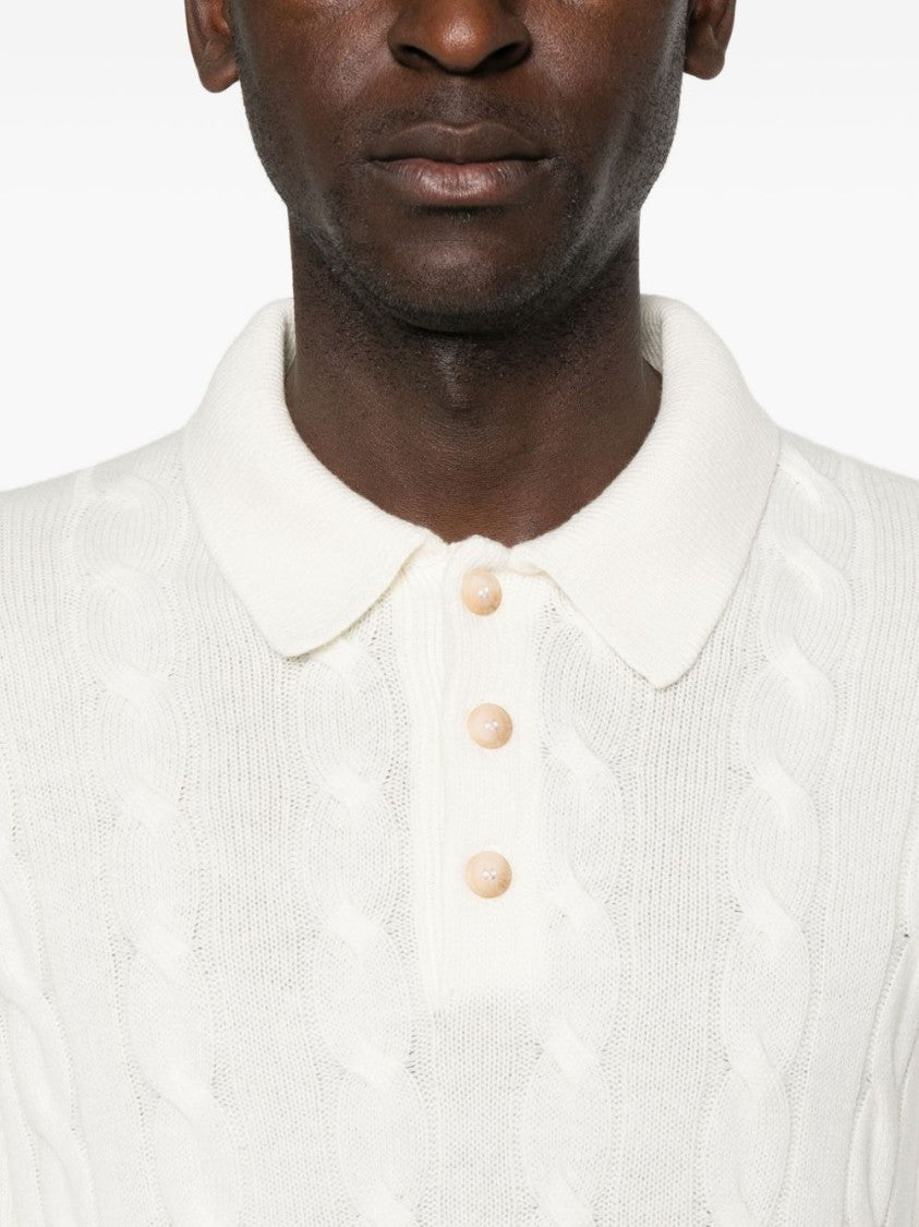 Gran Sasso Minimalist White Round Neck Sweater