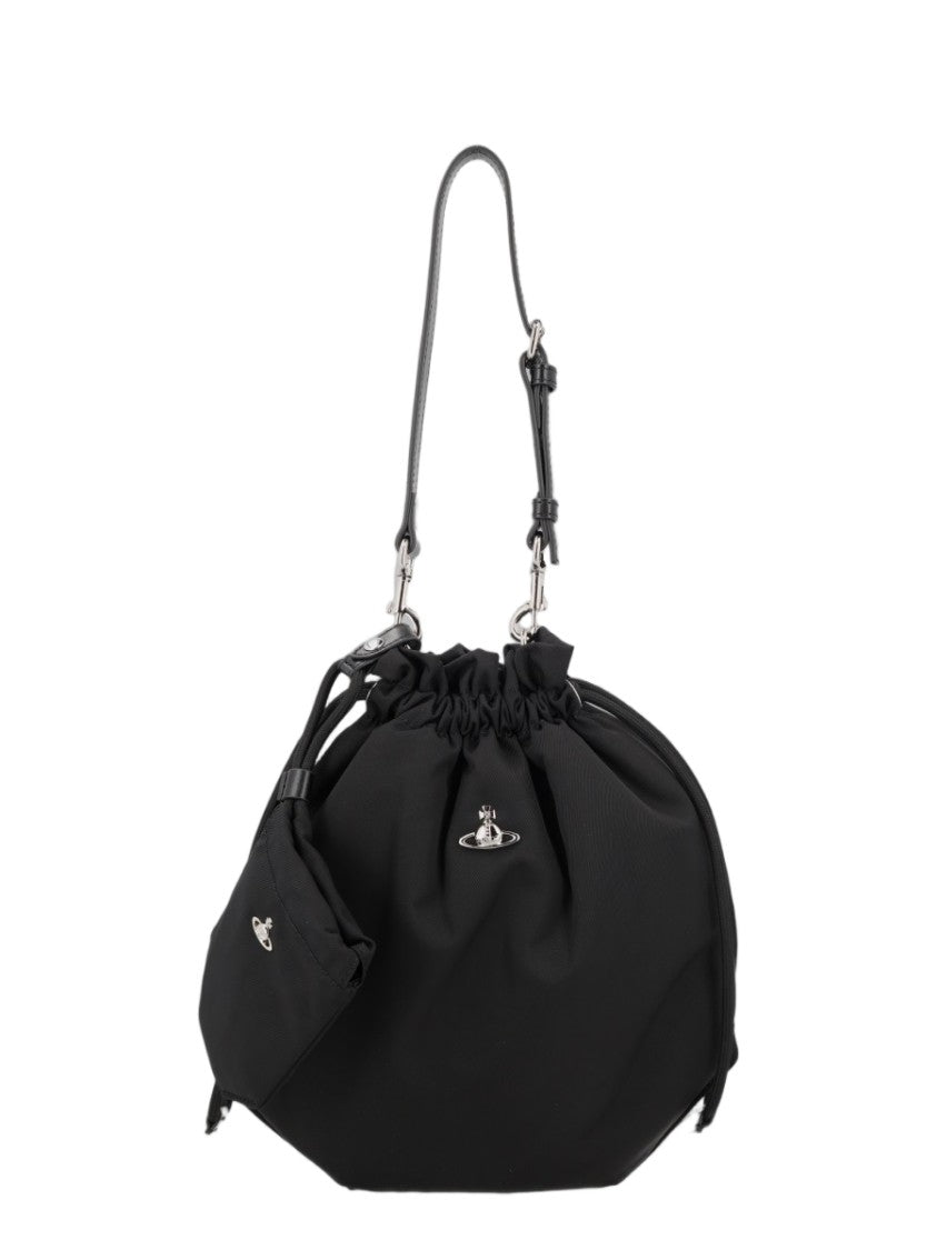 Vivienne Westwood Neutrals Drawstring Metallic Emblem Pouch Bag
