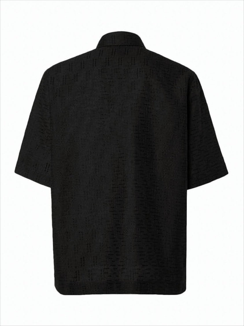Fendi Textured Black Polo Shirt With Classic Collar And Button Placket