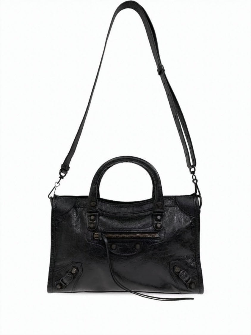 Balenciaga Textured Leather Shoulder Bag With Adjustable Strap And Edgy Accents