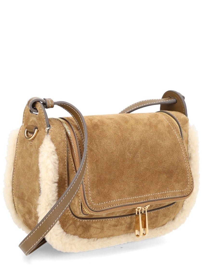 Anya Hindmarch Neutrals Vere Suede Shearling Handbag