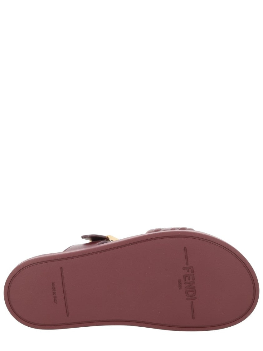 Fendi Fendi Feel Burgundy Leather Sandals