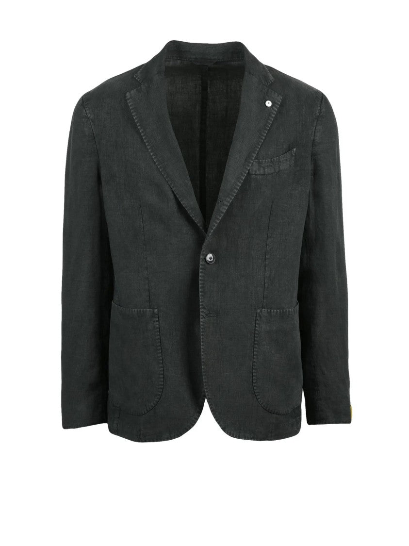 L.B.M. 1911 Forest Green Linen Rounded Blazer