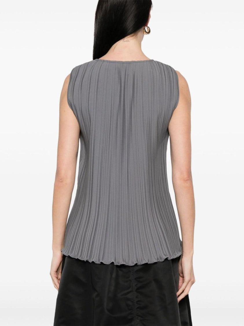 Lanvin Slate Grey Keyhole Neck Sleeveless Top