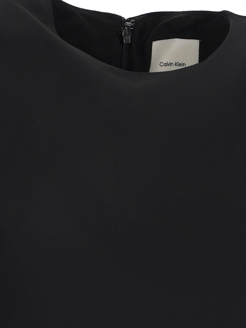 Calvin Klein Classic Black Midi Dress With Fitted Bodice And Flared Skirt