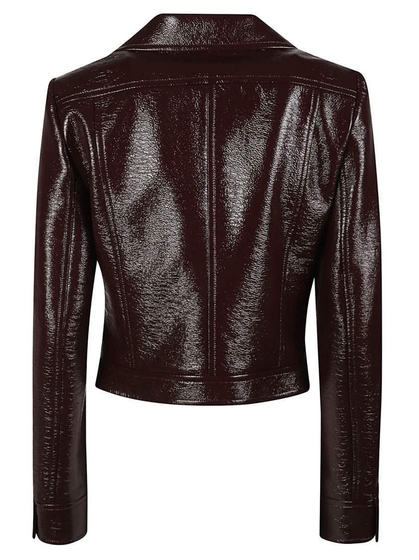 Courrèges Reedition Vinyl Burgundy Cropped Jacket