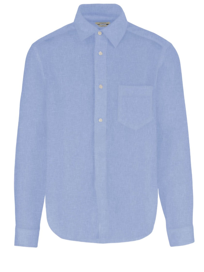 Jacob Cohen Light Blue Linen Shirt With Classic Collar
