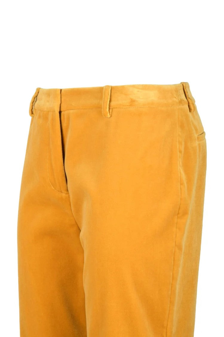 Etro Velvet Bell Bottom Pants Cotton Stretch - Yellow