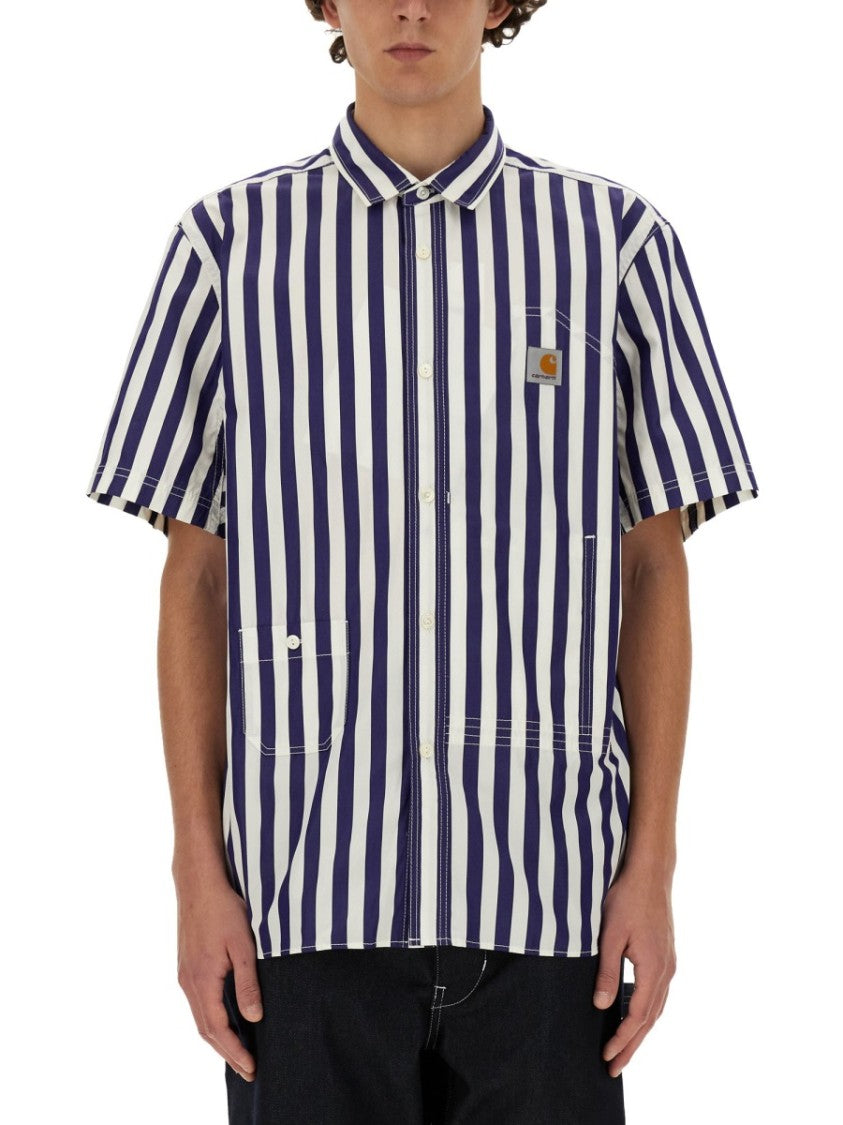 Junya Watanabe Short-Sleeved Vertical Stripe Shirt
