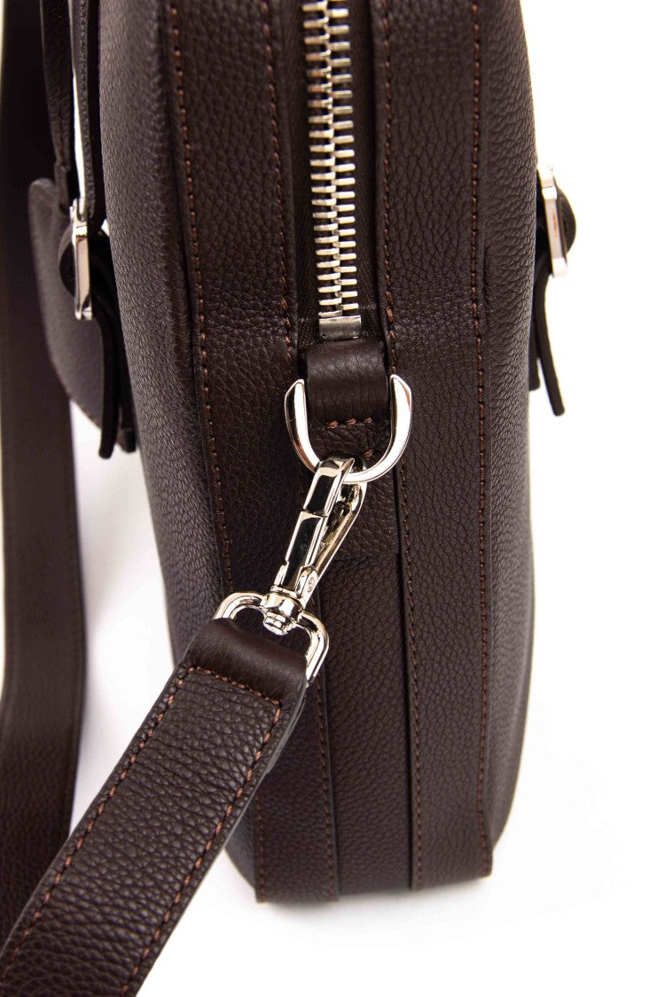 Santoni Hammered Leather 24-Hour Bag With Shoulder Strap