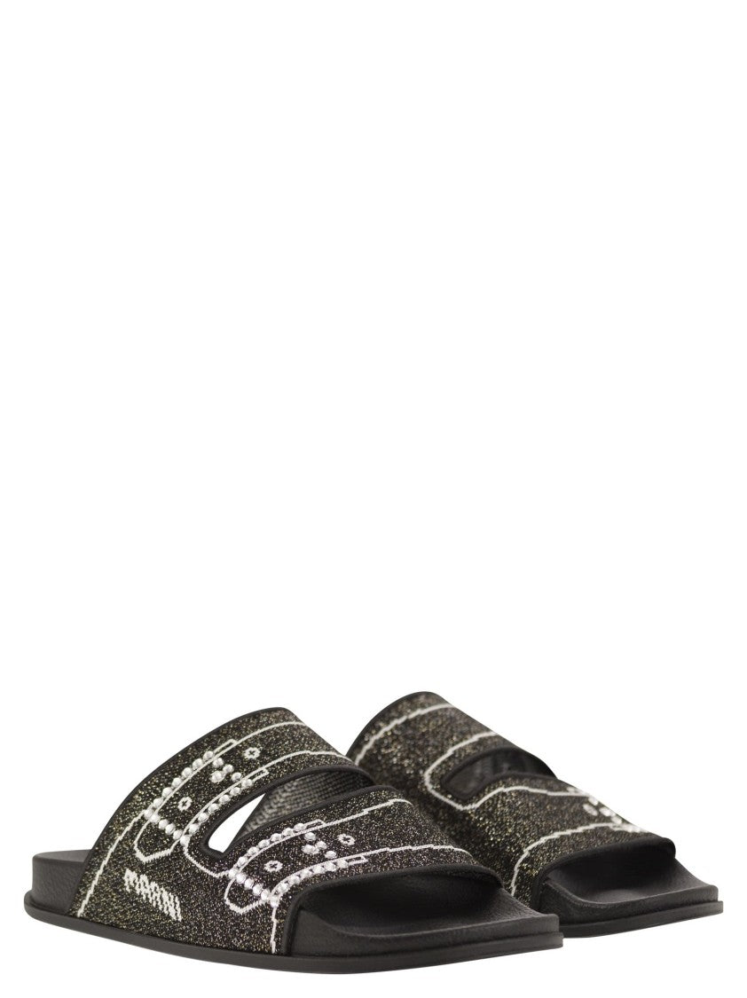 Marni Jacquard Design Sandals With Anatomical Rubber Insole