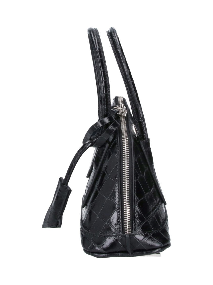 The Attico Black Sant Ambroeus Croc-Embossed Leather Mini Bag