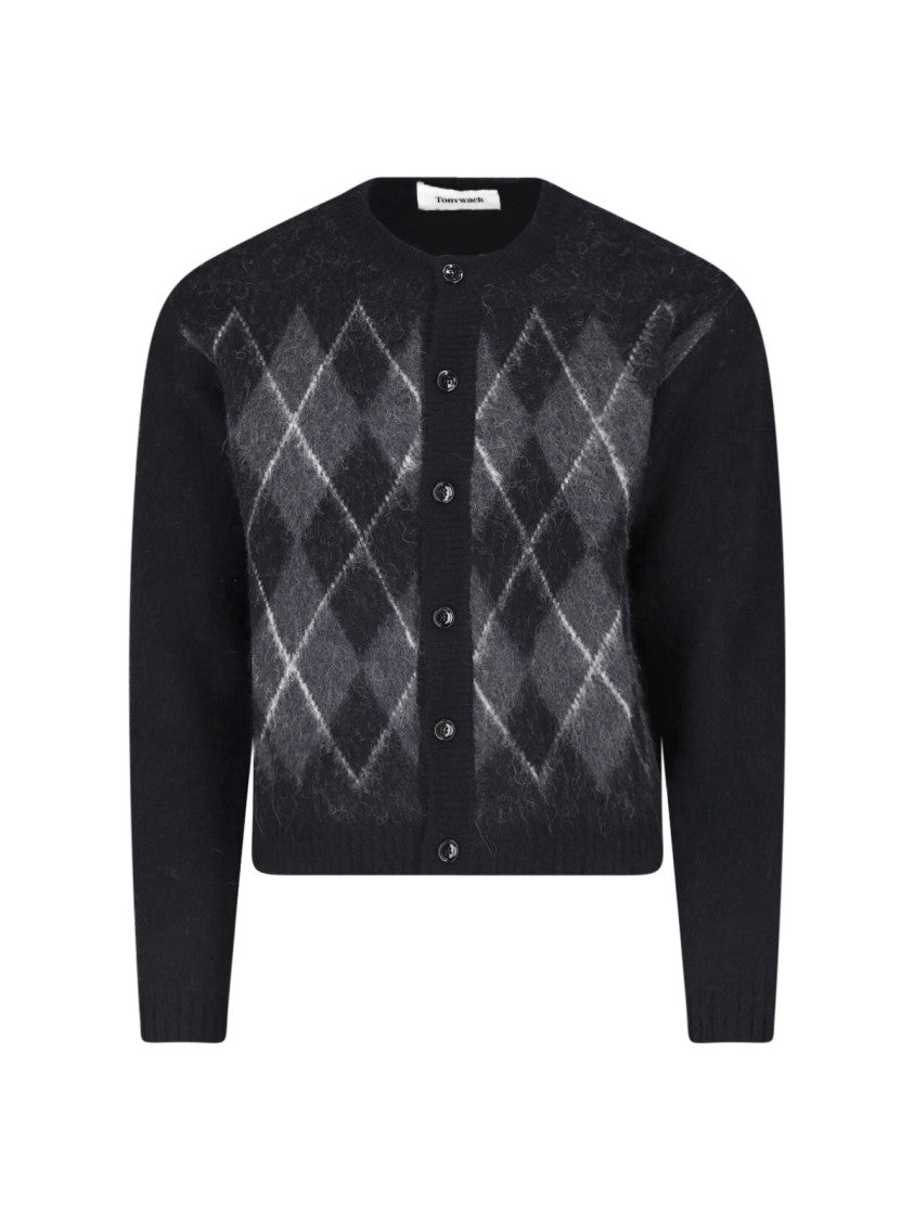 Tonywack Black Ribbed Diamond Alpaca-Blend Cardigan