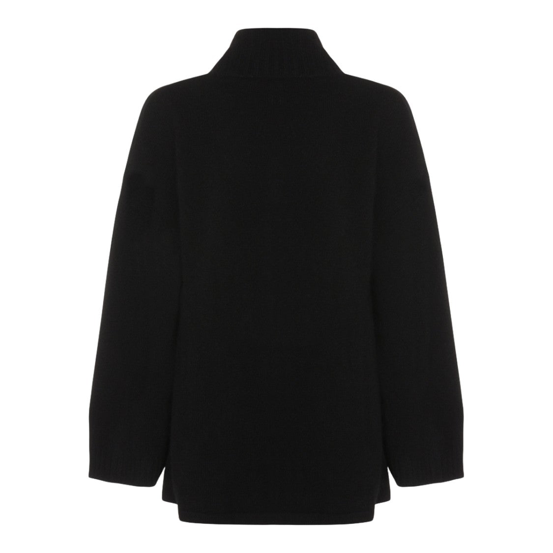 Not Shy Open-Front Black Sweater With High Collar