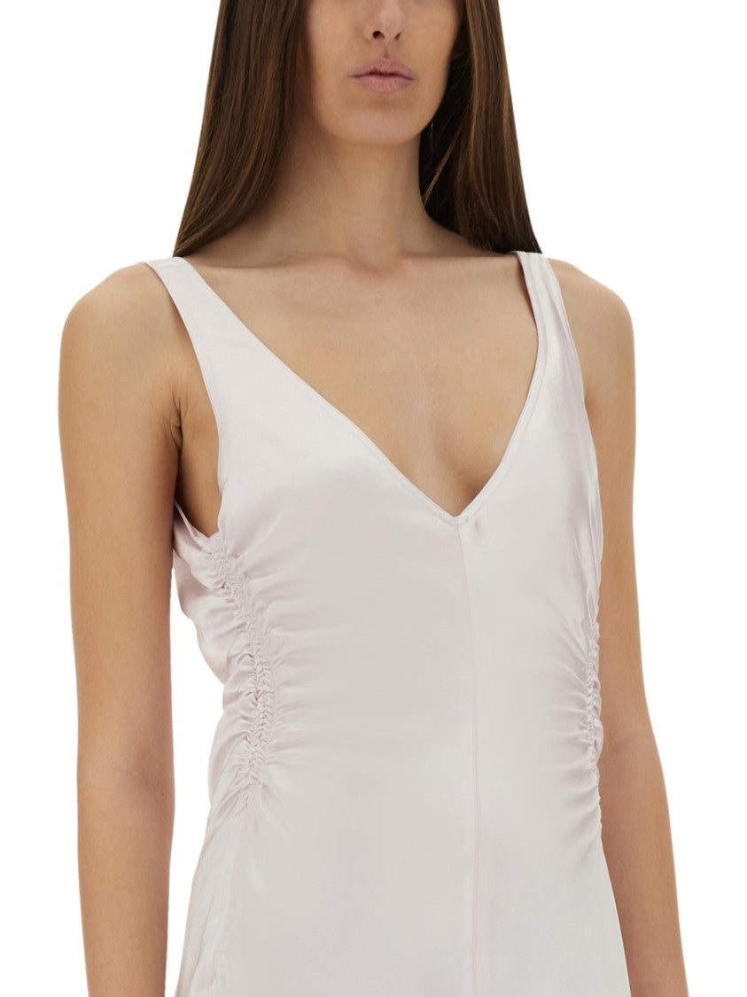 Sportmax Long Dress With Deep V-Neckline And Flared Hem