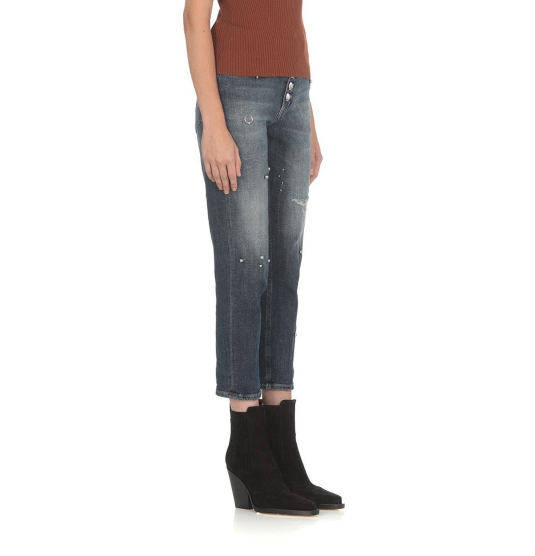 Dondup Mid-Rise Straight-Leg Jeans With Distressed Details
