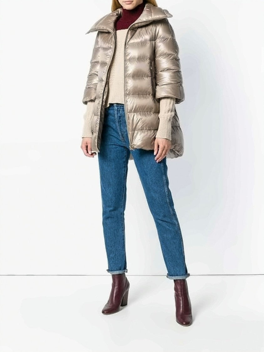 Herno Quilted Down Jacket With Glossy Finish And Flared Silhouette