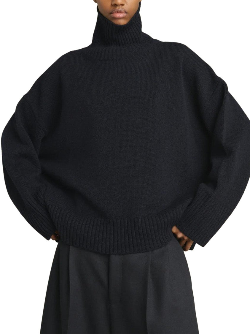 Soeur Boxy Oversized Turtleneck Sweater In Soft Merino Wool