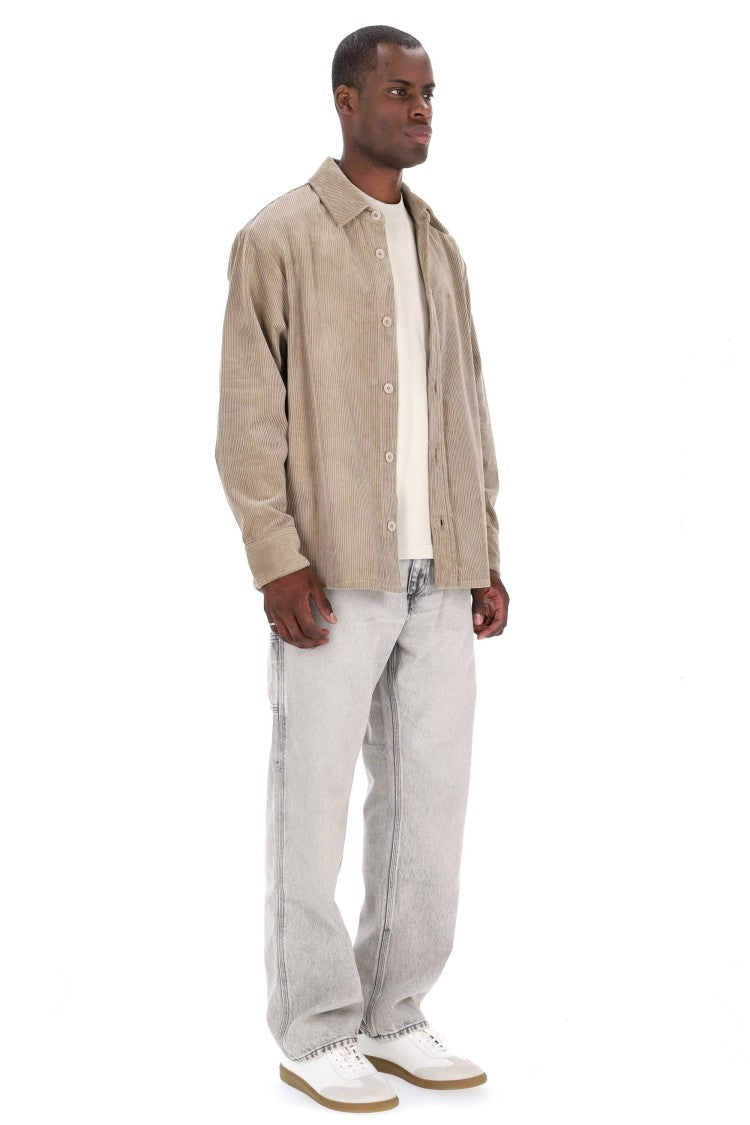 A.P.C. Cotton Velvet Overshirt With Classic Collar