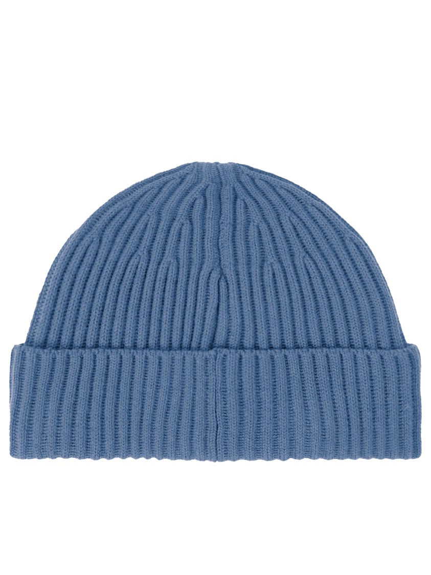 Stone Island Ribbed Knit Beanie Hat With Folded Cuff