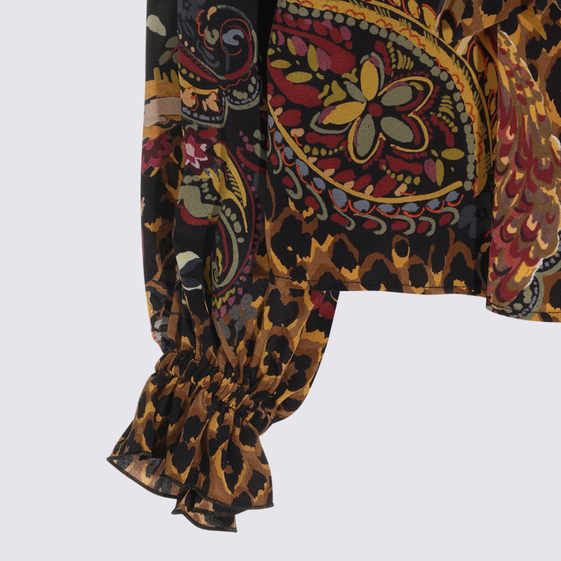Etro High Neck Blouse With Bow Tie And Ruffled Cuffs