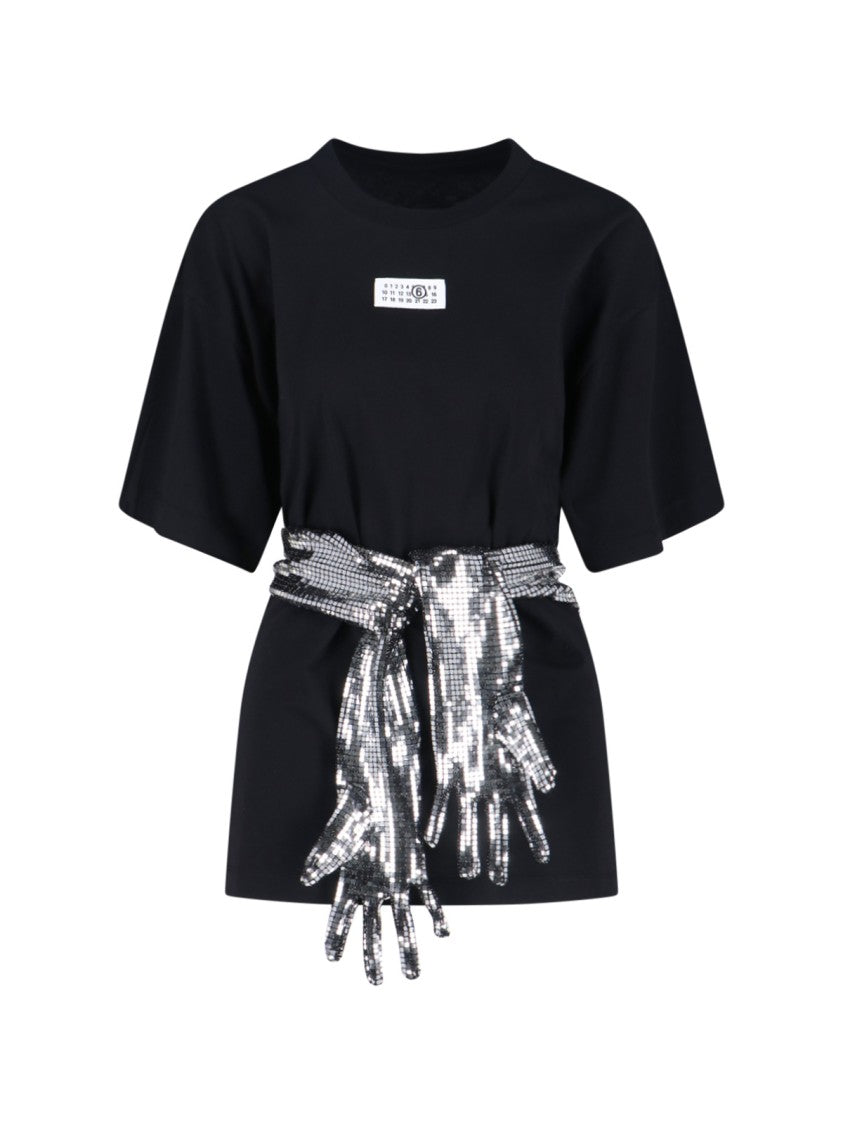 Mm6 By Maison Margiela Numeric Tag Gloves T-Shirt – Black
