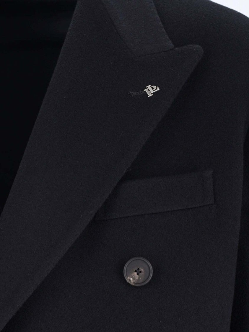 Tagliatore Double-Breasted Virgin Wool Coat With Notched Lapel