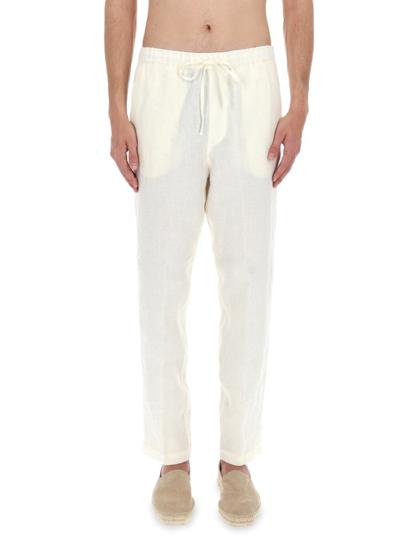 120% Lino Linen Drawstring Soft Straight-Leg Pants