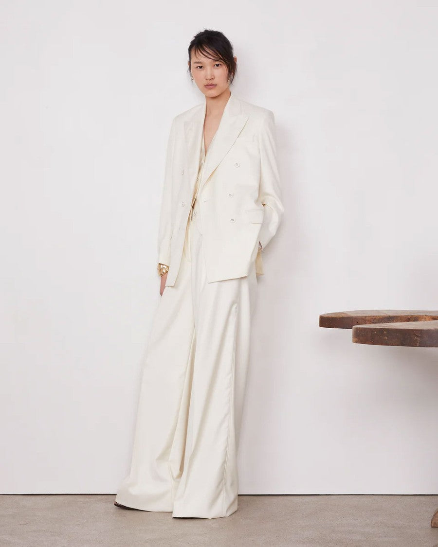 Officine Generale High-Waisted Wide Leg Pants With Double Pleats