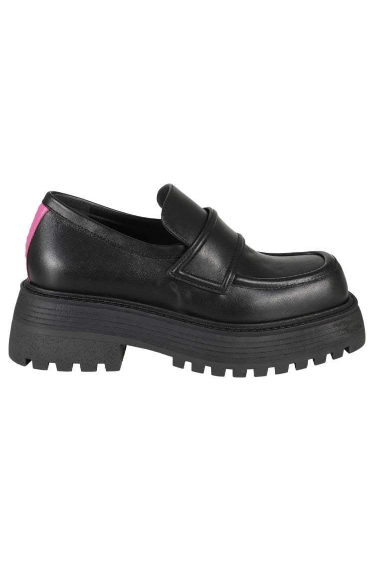 3Juin Leather Loafers With Fuchsia Detail And Raised Sole