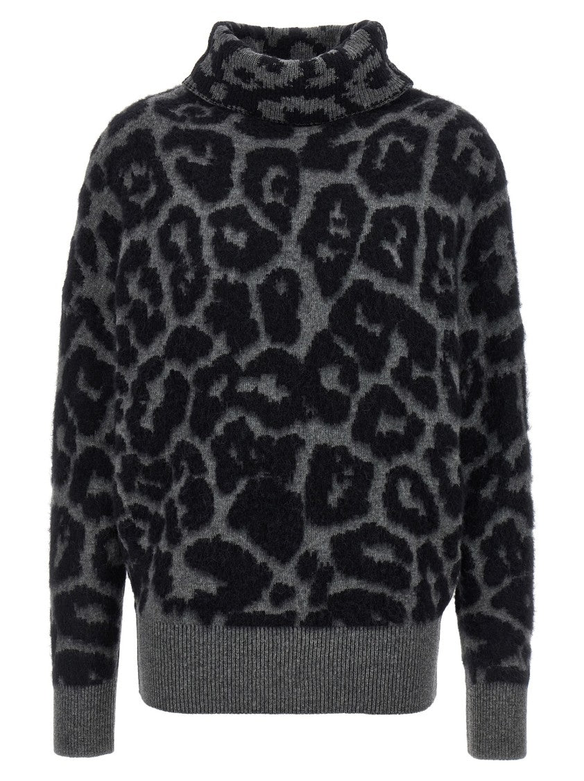 Stella Mccartney Leopard-Print Wool/Alpaca Blend Turtleneck Sweater