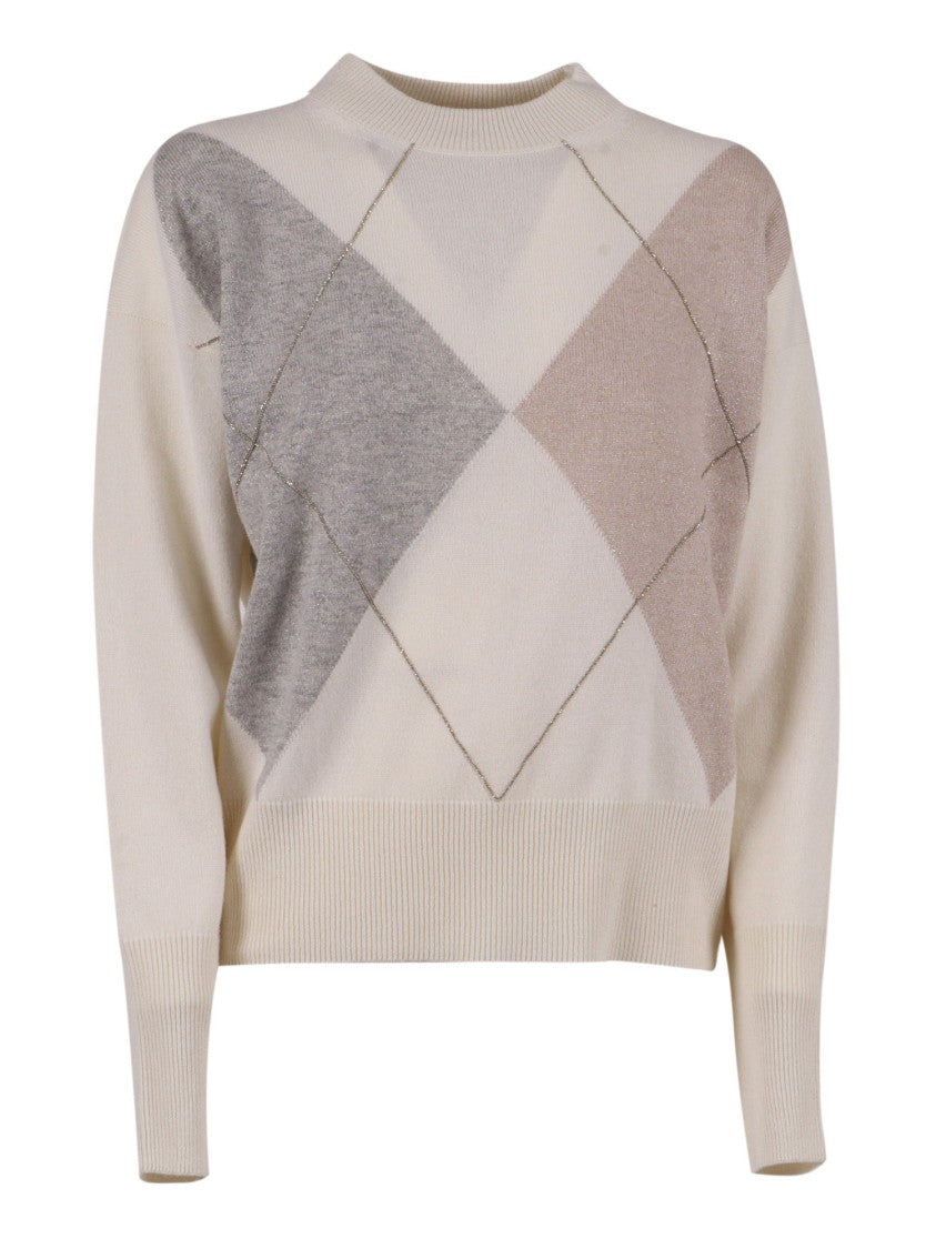 Peserico Knitted Sweater With Muted Argyle Pattern