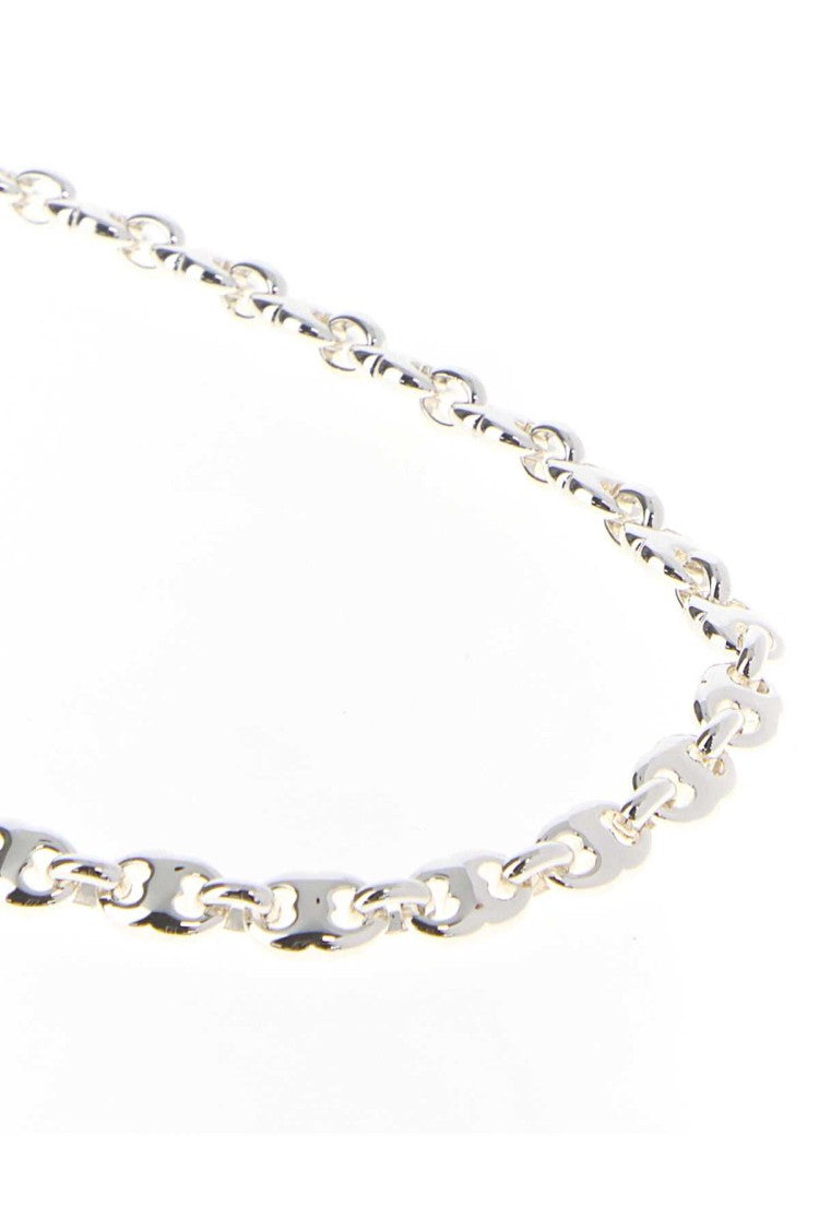 Tory Burch Interlocking Link Silver Metal Necklace