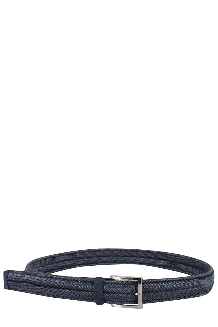Orciani Woven Elastic Linen Belt With Metal Buckle