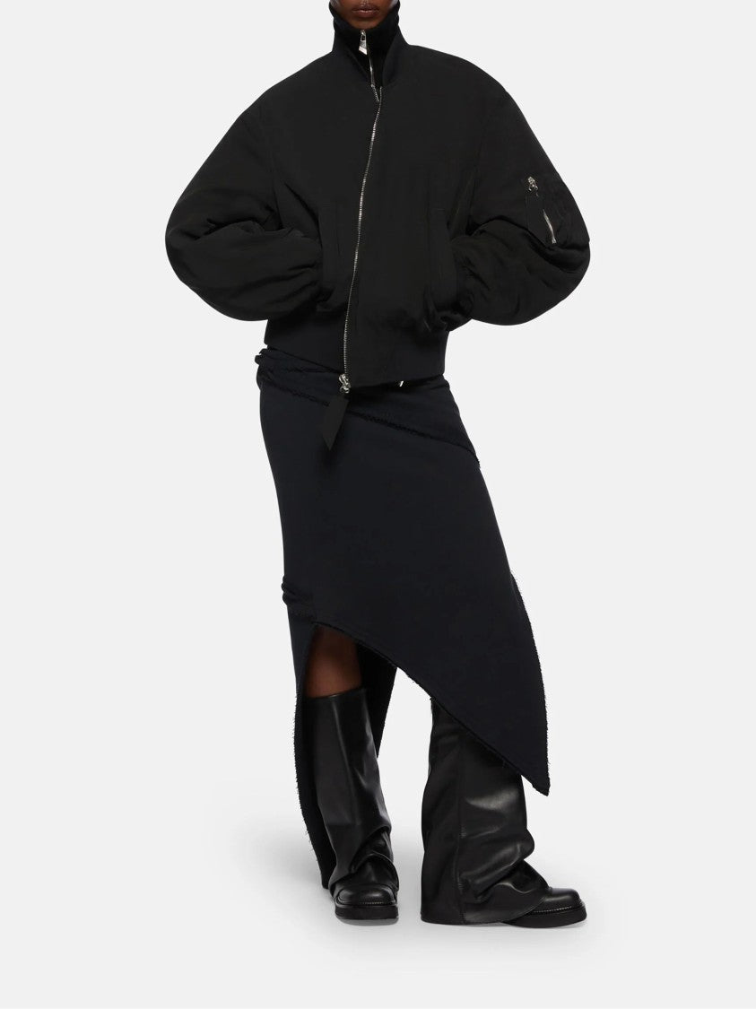 The Attico Black Bomber Cropped Balloon-Sleeve Jacket