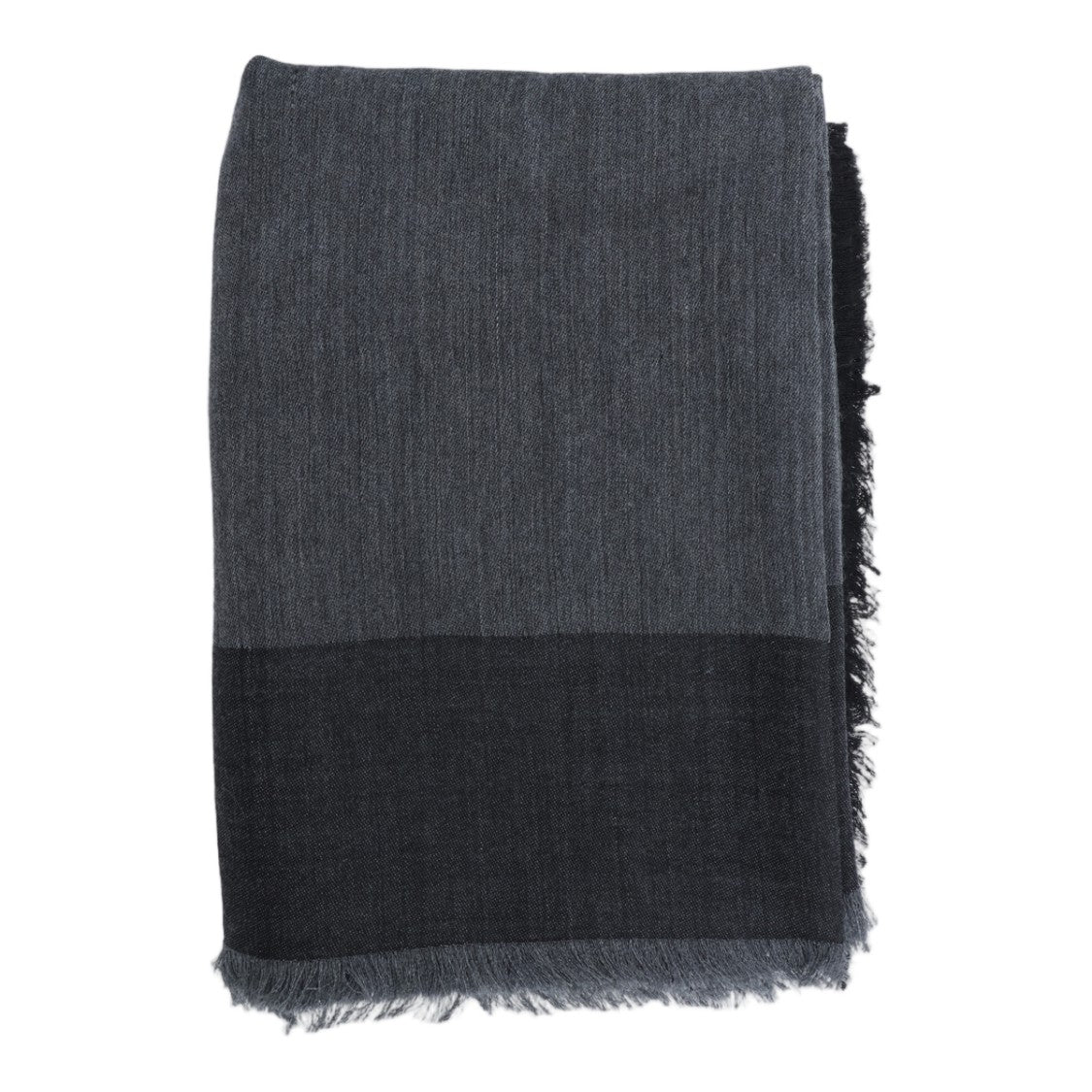 Saint Laurent Grey Two-Tone Fringed Scarf