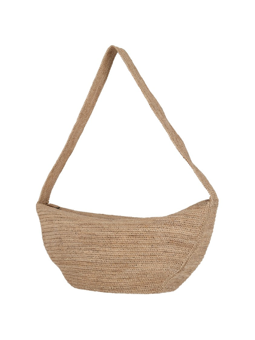 Ibeliv Beige Luna Woven Raffia Shoulder Bag