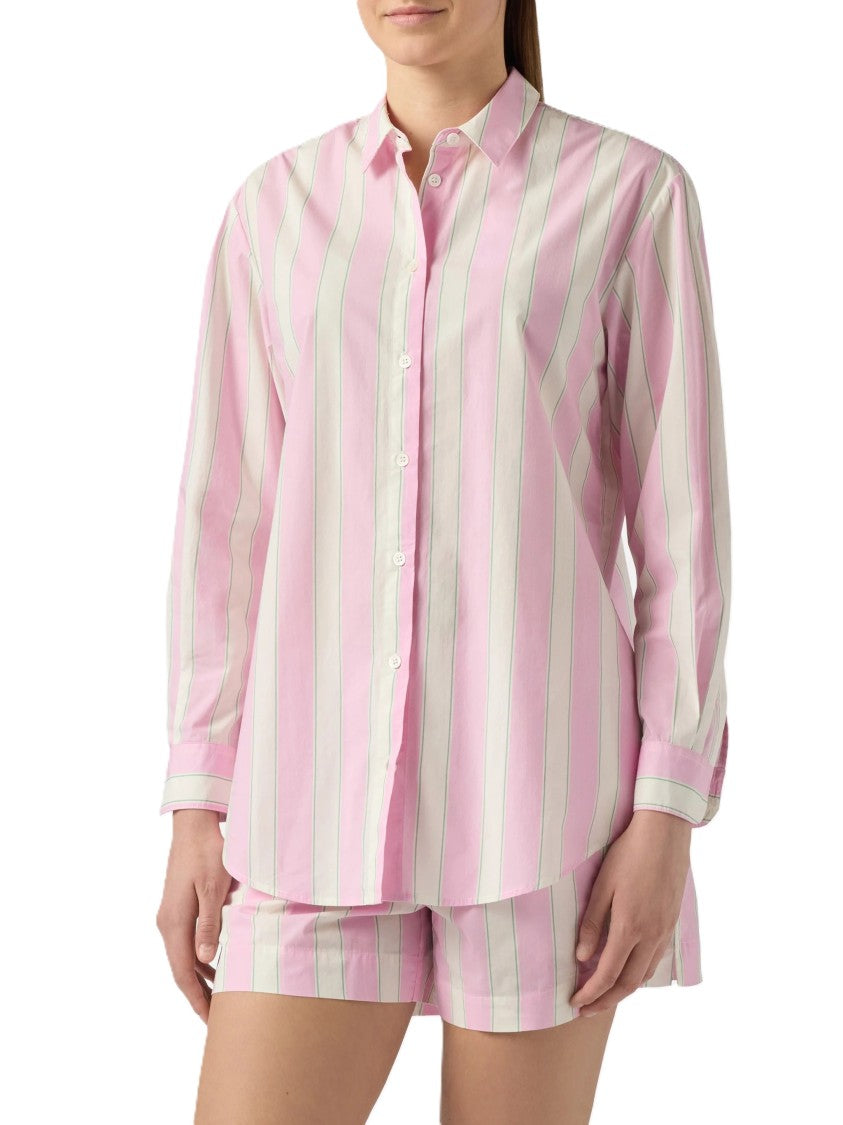 Mc2 Saint Barth Vertical Striped Long-Sleeved Shirt With Embroidered Detail