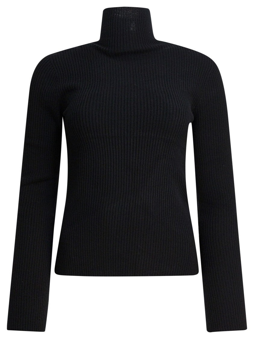R2w Ribbed Turtleneck Knitwear With Unique Cut-Out Design