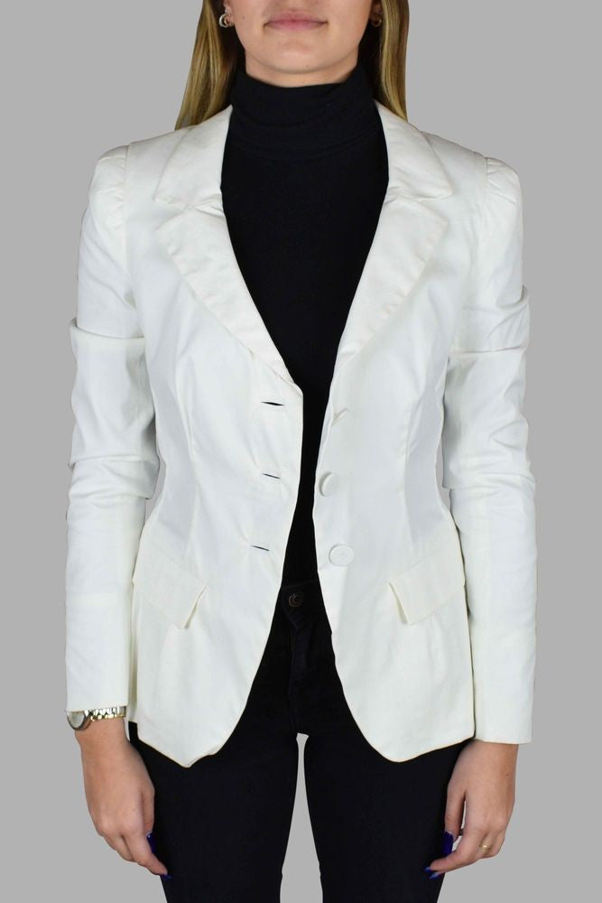 Prada Tailored White Blazer With Scalloped Collar