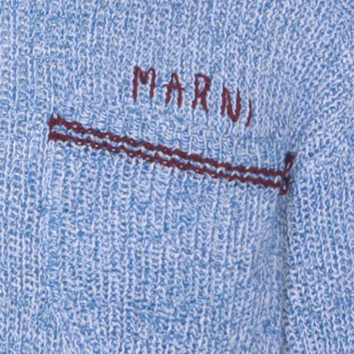 Marni Light Blue Textured Knit Sweater With Contrasting Trim