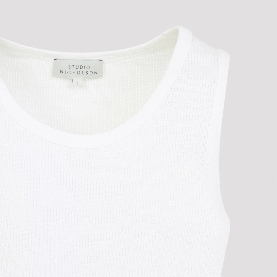 Studio Nicholson Minimalist Sleeveless White Cotton T-Shirt