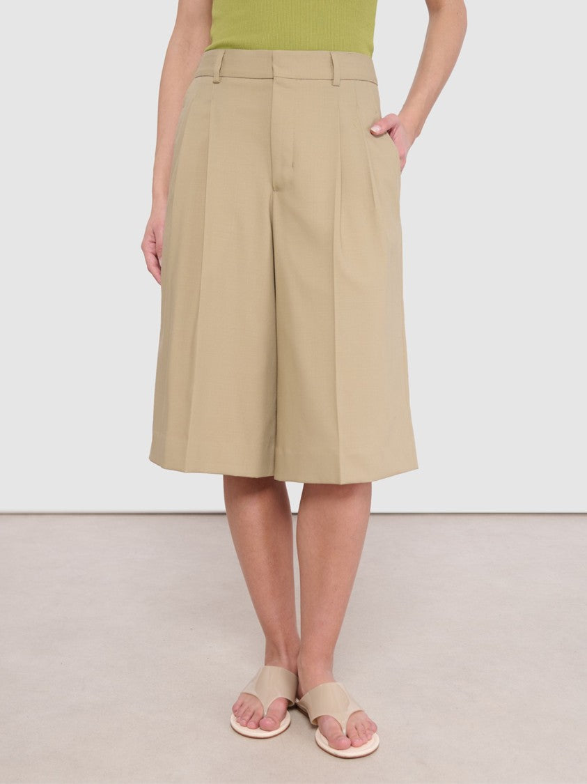 Ami Paris Beige Front Darts Wool Shorts