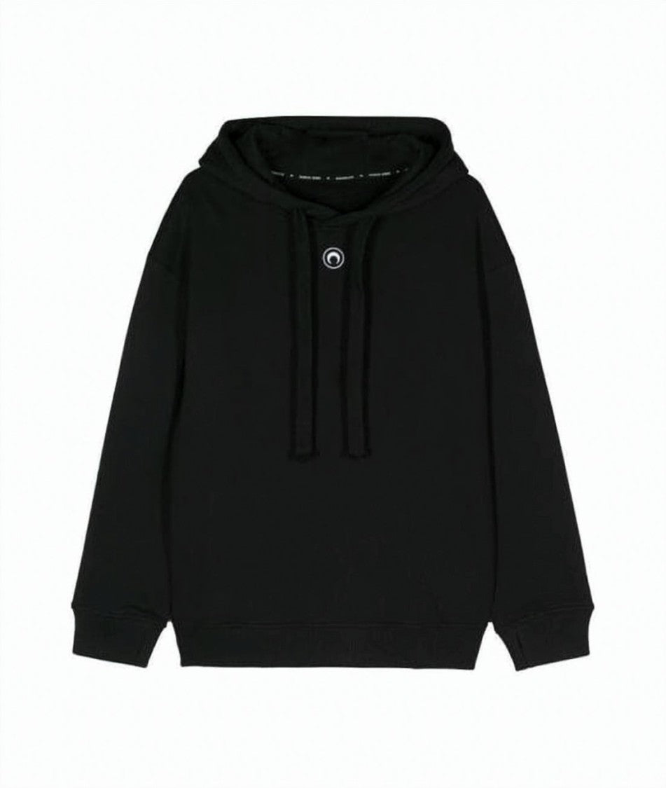 Marine Serre Black Hoodie With Circular Emblem