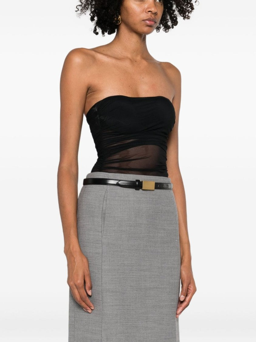 Amazuin Ruched Black Bodysuit