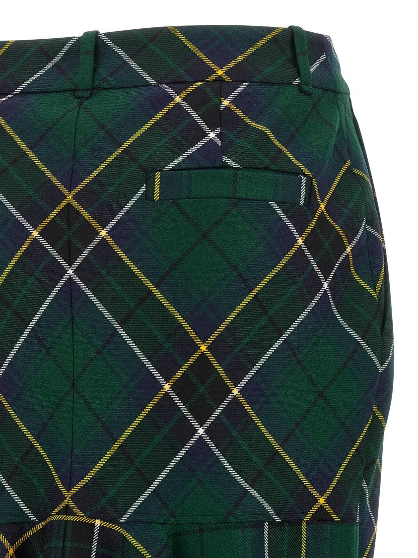Mcqueen Wool Tartan Midi Skirt With Flared Silhouette And Asymmetrical Hem