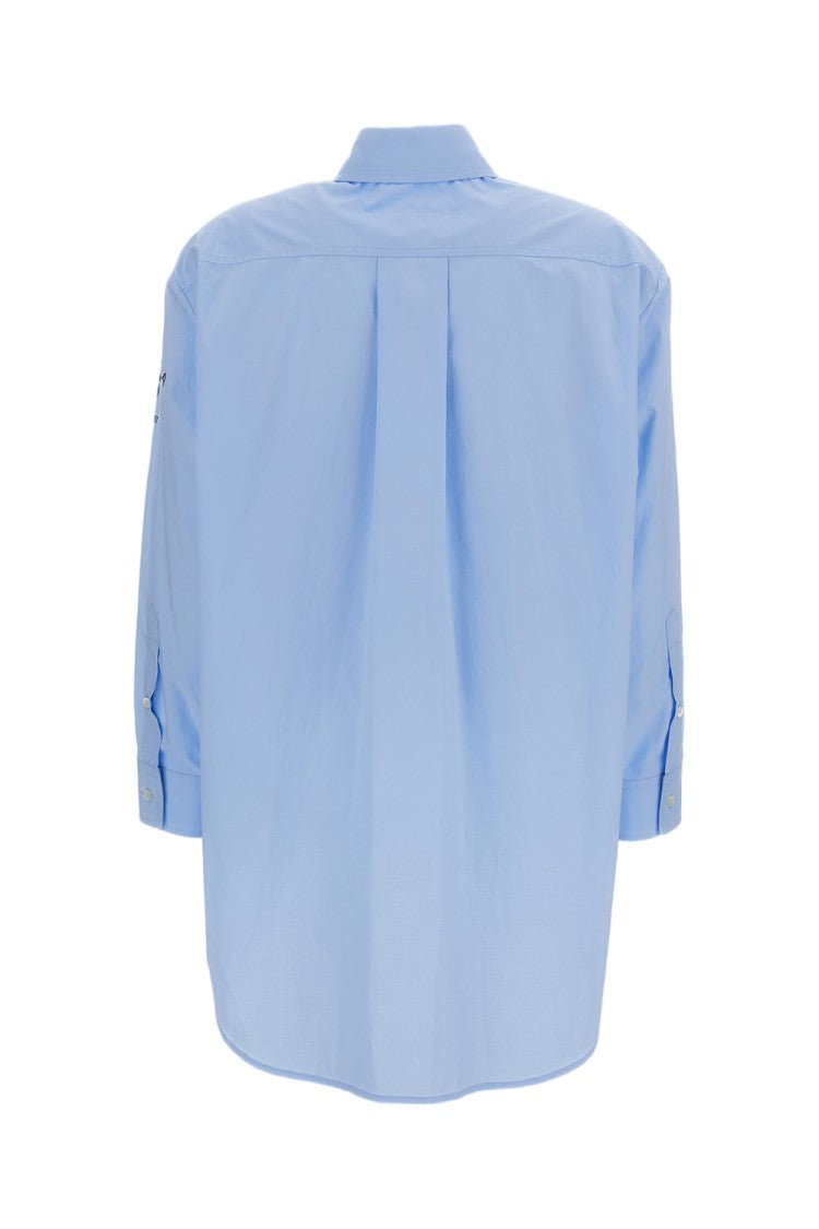 Mm6 By Maison Margiela Light Blue Oversized Cotton Shirt With Adjustable Cuffs
