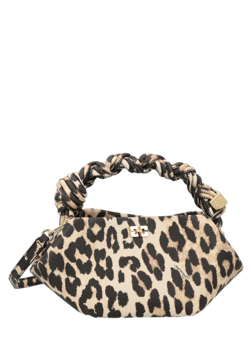 Ganni Mini Crossbody Bag With Distinctive Leopard Print And Twisted Handle
