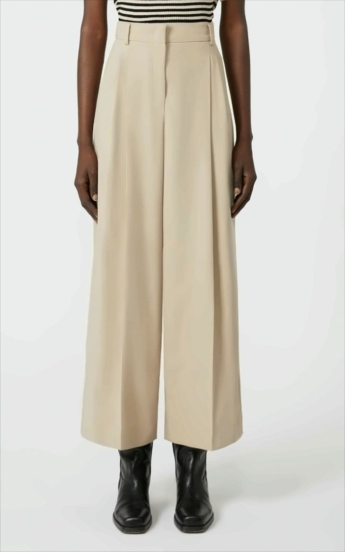 Weekend High-Waisted Wide-Leg Trousers In Smooth Cotton Gabardine