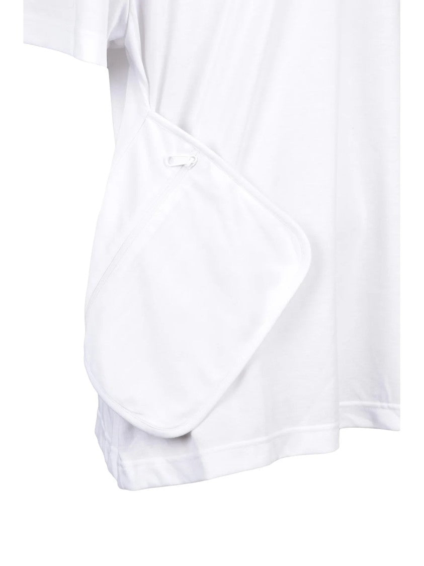 Comme Des Garçons White Flap Detail Oversized Polyester T-Shirt
